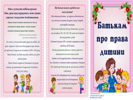Буклет для батьків "Права дитини"