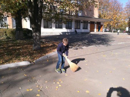 За чисте довкілля. Прибирання шкільної території.