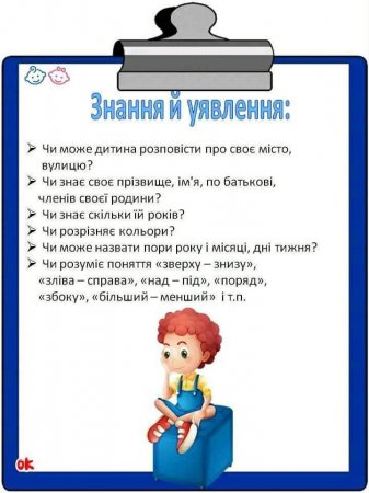 Домашня діагностика готовності дитини до школи